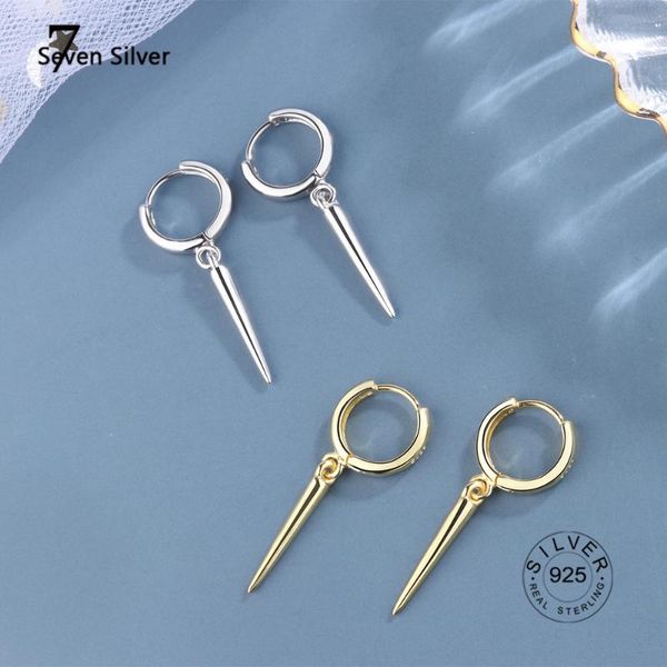 

hoop & huggie 925 sterling silver punk style geometric cubic zircon earring with jewelry for women gift fine, Golden;silver