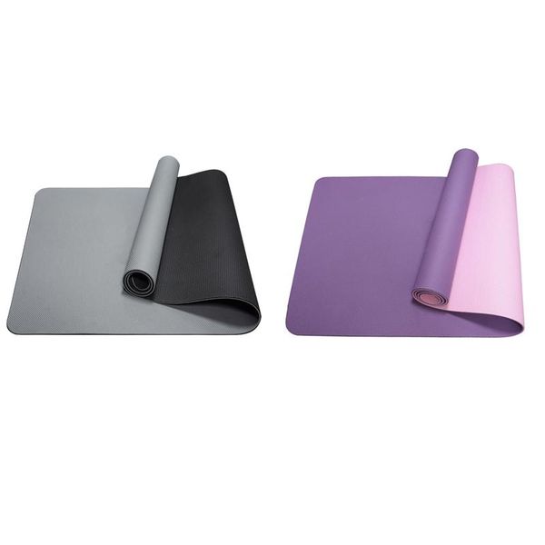 

6mm tpe double sided non-slip yoga mat 183x61cm pilates for gym home