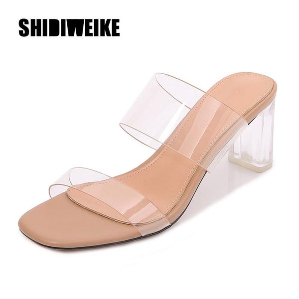 

sandals transparent high heels women square toe summer shoes woman clear pumps wedding jelly buty damskie va281, Black