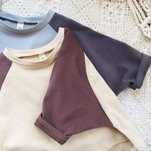 

spring and summer childrens cotton bat sleeve loose t shirt color kids, Blue