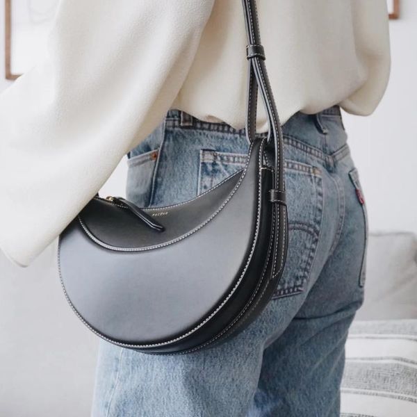 

evening bags 2021 french niche underarm bag female number ten crescent genuine leather shoulder diagonal saddle