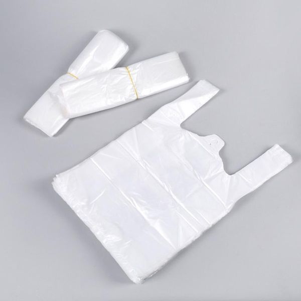 

gift wrap 50pcs thicken transparent food bags environmentally friendly carry-out t-shirt shopping handled for