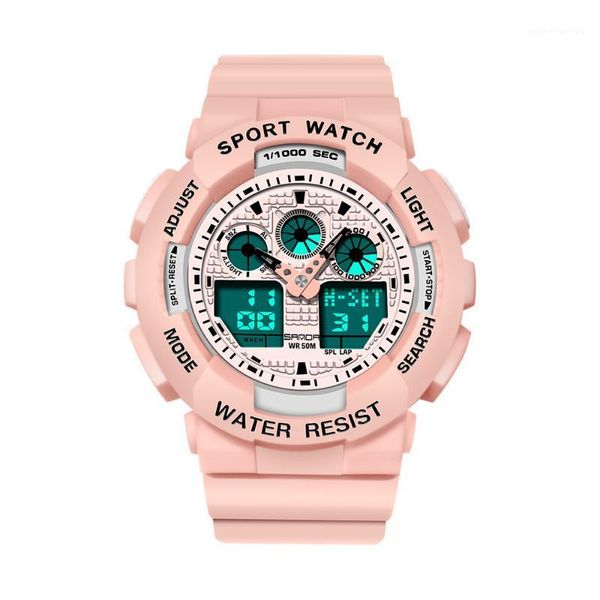 

women sports watches multifunction fashion waterproof watch analog digital ladies clock casual relogio feminino 3017 wristwatches, Slivery;brown