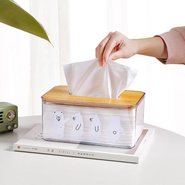 

tissue boxes & napkins cartoon plastic box modern minimalist nordic style home living room drawer transparent storage with wooden lid