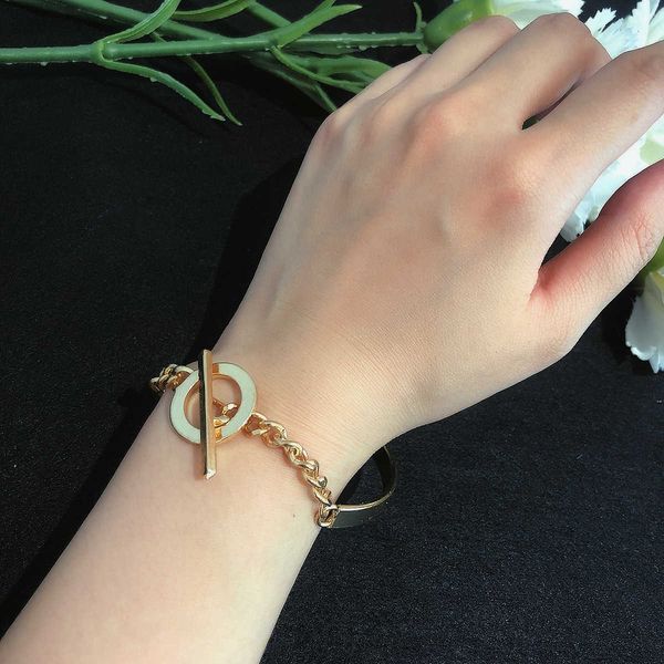 

jewelry simple geometry versatile punk handpiece female personality heavy metal c-shaped bracelet, Silver