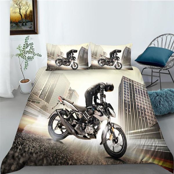 Set di biancheria da letto Vestiti da letto per la casa Fresco set di copripiumino per stampa motociclistica alla moda Abito dal design unico