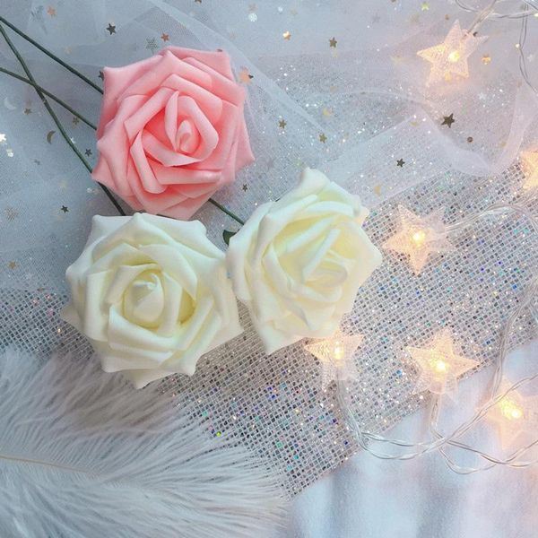 

50 pcs simulational diy handmade rose artificial foam flower for bridal flowers garland wedding decoration home party decor