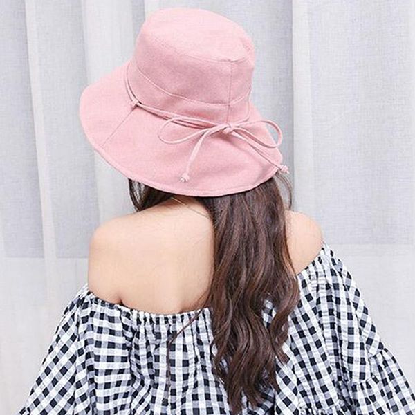 

wide brim hats women sun hat bucket summer fisherman with bow sunscreen protection korean fashion foldable cap 2021, Blue;gray
