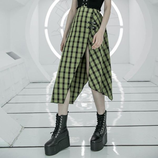 

skirts punkrave women's punk asymmetrically spliced palid half skirt "sweet cool girls" split fork hem high long, Black