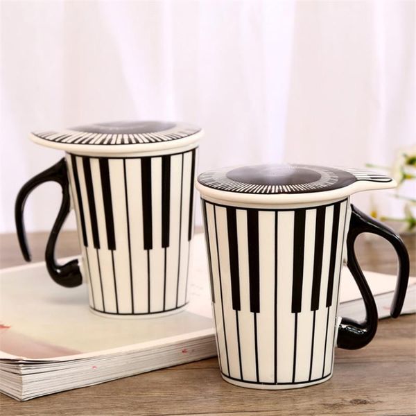 

mugs creative ceramic milk mug with lid simple piano musical note coffee office teacup porcelain travel water cup drinkware