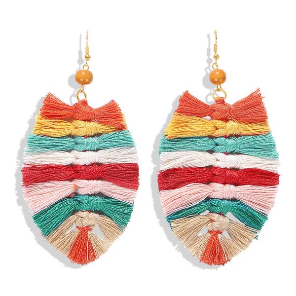 

bohemian holiday hand woven pendant femininity national style lady earrings, Silver