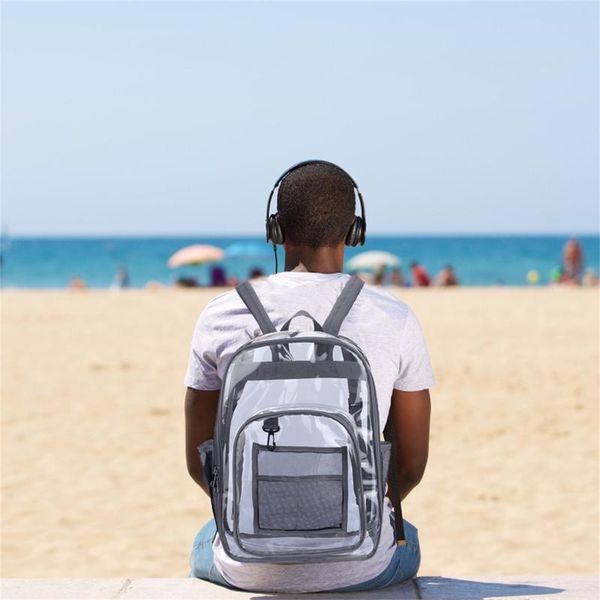 

storage bags heavy duty clear backpack quality see through student bookbag durable pvc travel transparent workbag stadium security bag