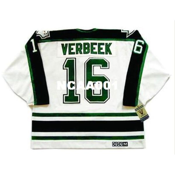 

001s #16 pat verbeek dalla stars 1990's ccm vintage retro hockey jersey or custom any name or number retro jersey, Black