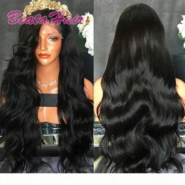 

virgin human hair full lace wig brazilian body wave lace front wigs big wavy glueless full lace human hair wig, Black;brown