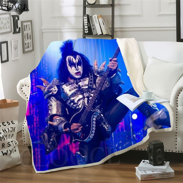 

cloocl new pop metal kiss band 3d print harajuku conditioning blanket sofa teens bedding throw blankets plush quilt
