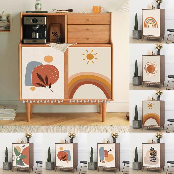 

curtain & drapes nordic scenery painting shade curtains kitchen cabinet shelf half with tassel wardrobe cover home decoration