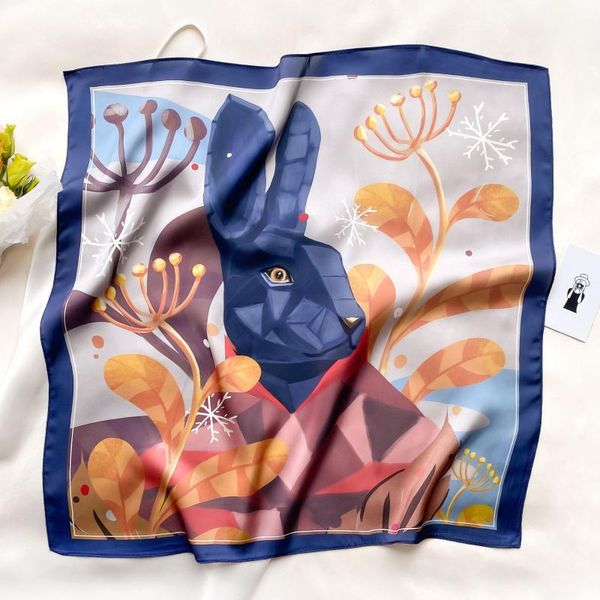 

hats, scarves & gloves sets silk scarf female spring summer autumn style foreign fashion small square digital printing like, Blue;gray