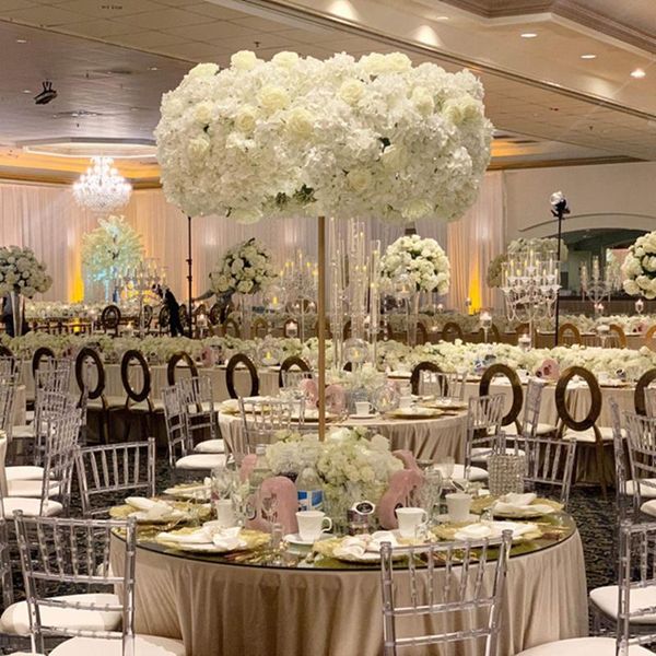 

party decoration 10pcs)round gold metal flower stand wedding high table floral centerpiece ab0485