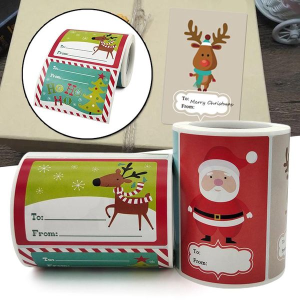 

gift wrap merry christmas stickers roll colorful 250-count round seals for cards envelopes box clh@8