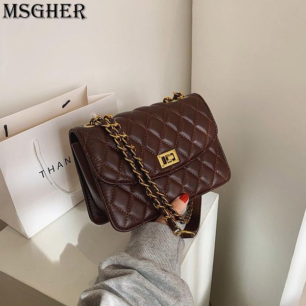 

shoulder bags rhomboid chain bag female fashion small square elegant temperament delicate ladies texture classic retro pu leather