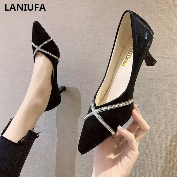 

dress shoes women pumps high heels classics pointed toe platform shallow thin office woman mujer, Black