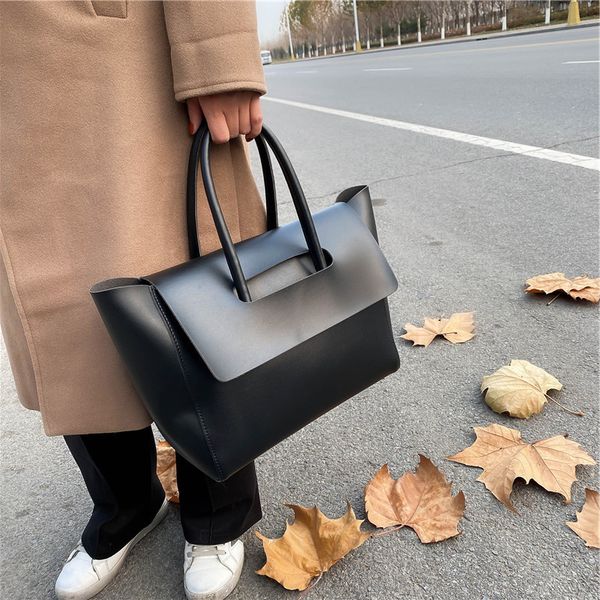 

solid color longyu women's 2021 autumn and winter high-capacity satchel korean business commuter portable tote bag