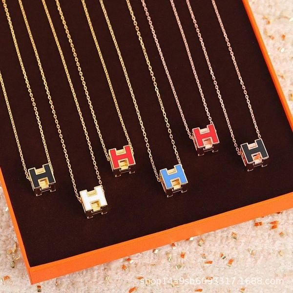 

star fashion enamel glue dropping box necklace women's rose gold chain pendant exclusive jewelry sale, Silver