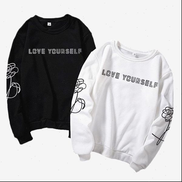

kpop bangtan boy hoodie sweatshirt harajuku korean clothes love yourself k pop oversized capless hoodies streetwear clothes, Black