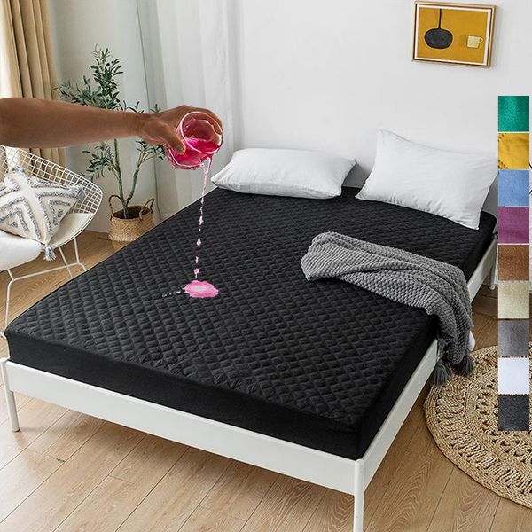

sheets & sets solid color soft waterproof quilted bed sheet 200x200,elastic fitted 180x200 mattress protector cover with elastic band