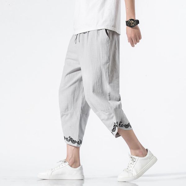 

2021 new chinese style summer embroidered harem pants casual shorts streetwear hip hop fashion male trousers dd1x, White;black
