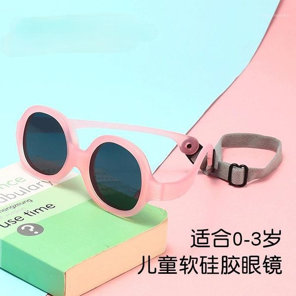 

silicone children's polarizing sunglasses circle girl glasses frame, White;black