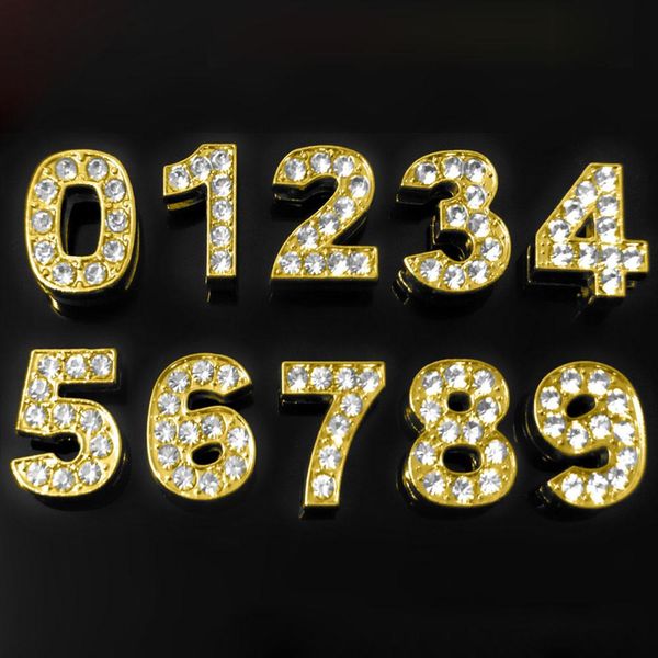 2021 Новые 10 мм Золотые Полные алмазные Номера Номера Номера Номера Номера Номера Ключные Письма Ювелирные Изделия Компоненты Дизайнер Подвески Дизайнер Ювелирные Изделия