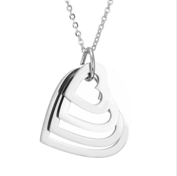 

chains summer stainless steel heart-shaped necklace, Silver