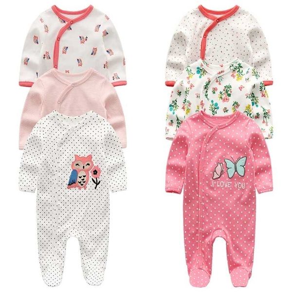 

3&4pcs baby rompers long sleeve jumpsuit born clothes winter pajamas girl boys warm infantil toddler costumes 211101, Blue