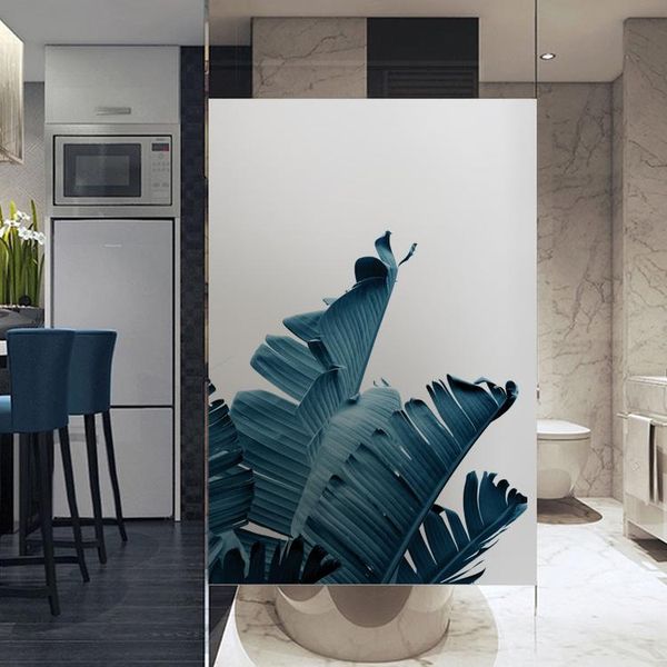 

window stickers custom size tropical plant glass sticker opaque matte film bathroom door toilet shading privacy