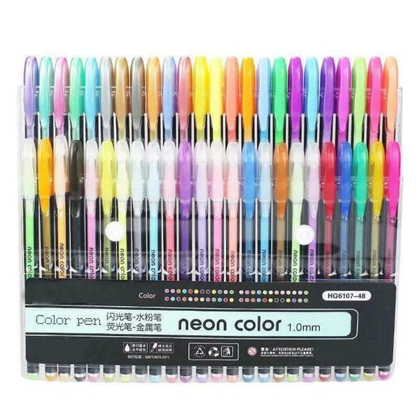 12/24/36 / 48шт. Цветной гель Pen Set Metallic Pastel Bletitter Neon Акварельная кисть Маркер Marker Набор для рисования Дизайн Художественный маркер