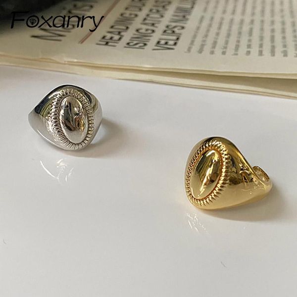

cluster rings foxanry minimalist 925 sterling silver for women ins fashion creative france gold plated elegant bride jewelry gifts, Golden;silver