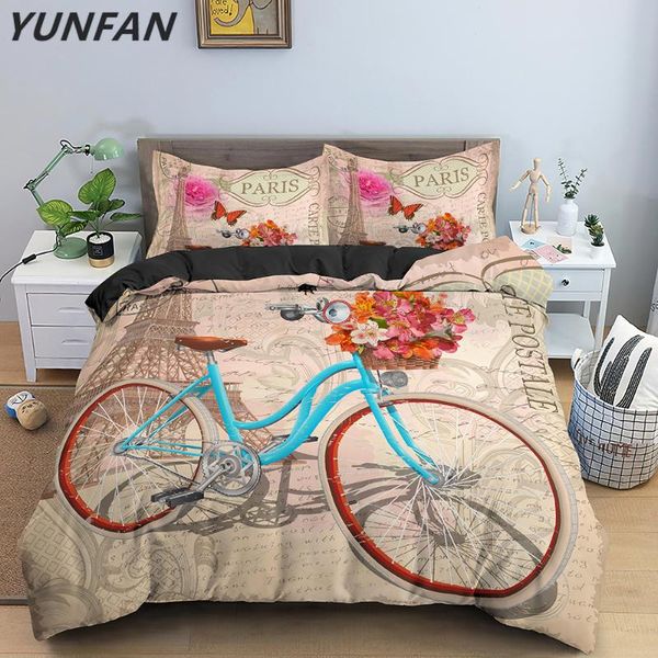 

bedding sets tower eiffel duvet cover set soft microfiber retro pattern printed comforter/quilt with zipper closure  king