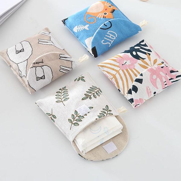 

storage bags multi purpose for sanitary napkin bag card holder portable small wallet cartoon pattern 1pcs 13*13cm