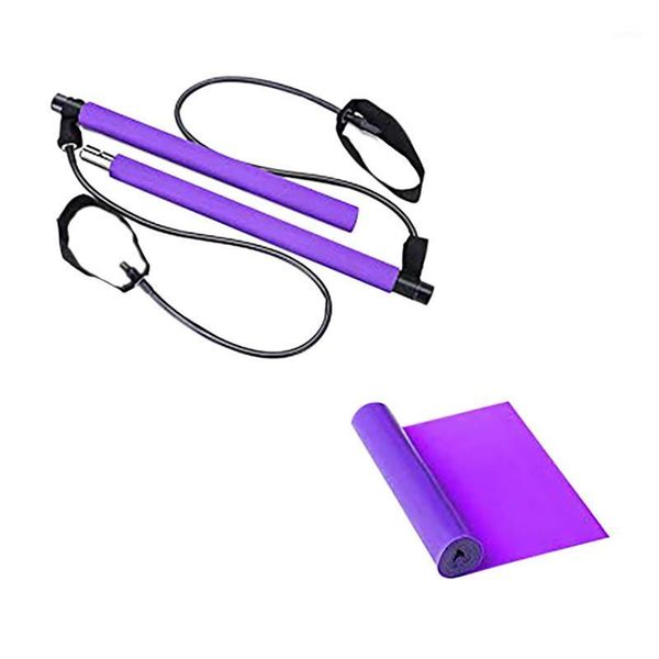 

resistance bands pilates bar kit with foot loop yoga exercise stick for home gym workout1