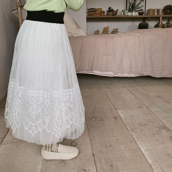 

skirts spring autumn fashion girls lace mesh princess 2-7 years kids all-match fairy skirt, Blue