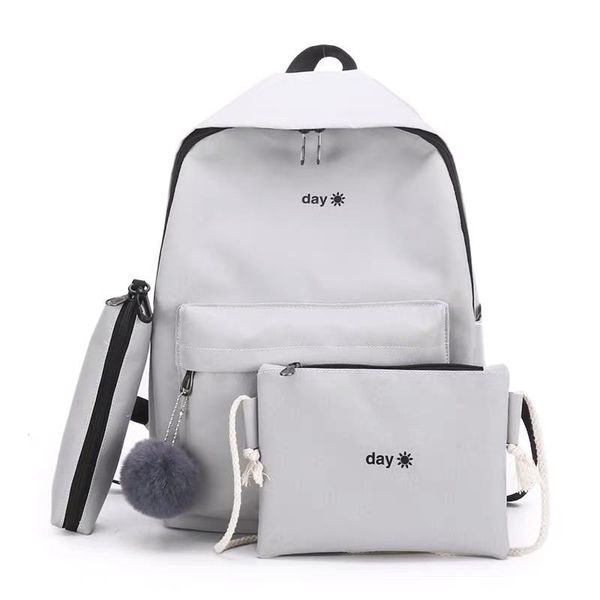 

backpack harajuku simple waterproof canvas student bag 3-piece set campus small fresh college style travel laptop