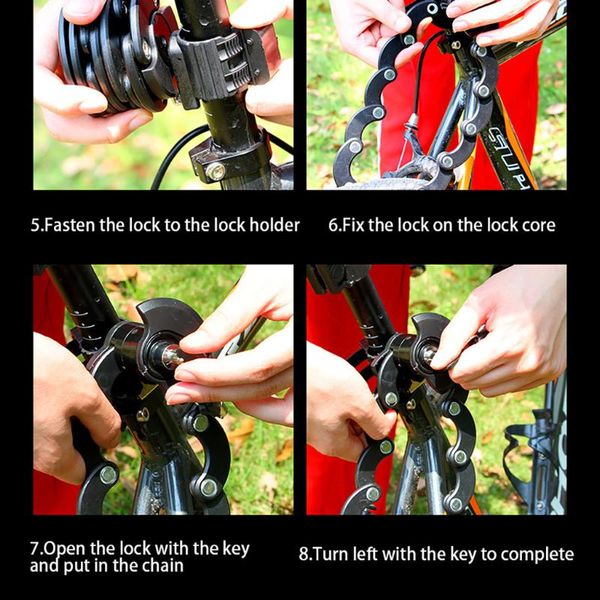 

bike locks 1 pc anti theft lock bicycle motorcycle folding chain hamburg black is better 7.16