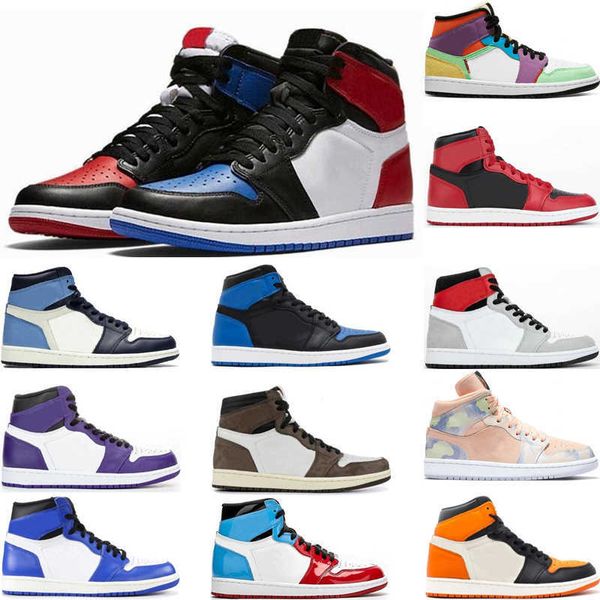 

2021 new jumpman 1 men's and women's basketball shoes black magic card chicago red premium sneakersgggg