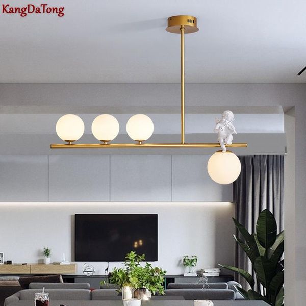 

pendant lamps nordic angel led chandelier dining lamp modern simple strip living room minimalist decoration