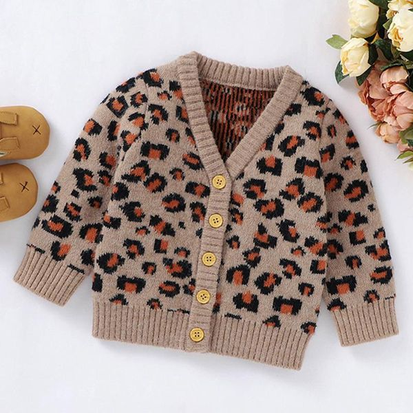 

jackets autumn winter infant kids baby boys girls leopard print cardigan coat long sleeve knit children's, Blue;gray