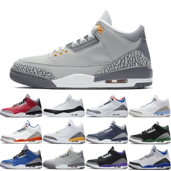 

3s 3 basketball shoes man woman blue cement cool grey court purple knicks laser orange midnight navy pine green red cement seoul size 36-45