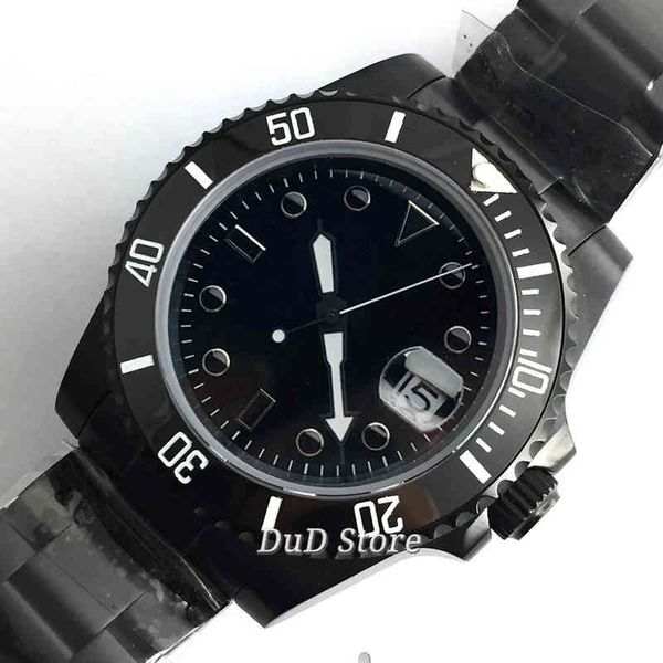 

40mm new men bliger sterile mechanical watches black pvd case saffierglas date waterproof nh35a movement automatic, Slivery;brown