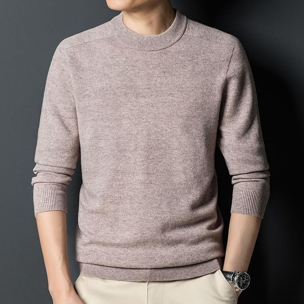 

men's sweaters non-pressure sweater japan shimadzu seamless integrated 100% pure wool semi-high collar knitted bottoming shirt, White;black