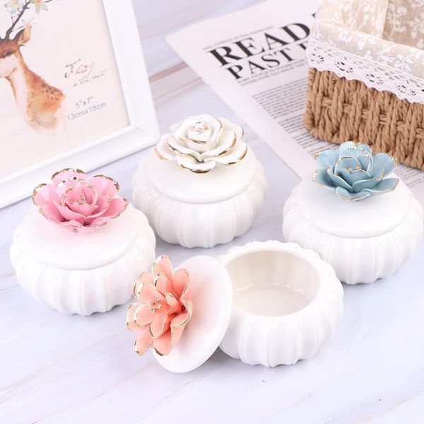 

storage bottles & jars rose peony box ceramic flower canister jar with lid desktop